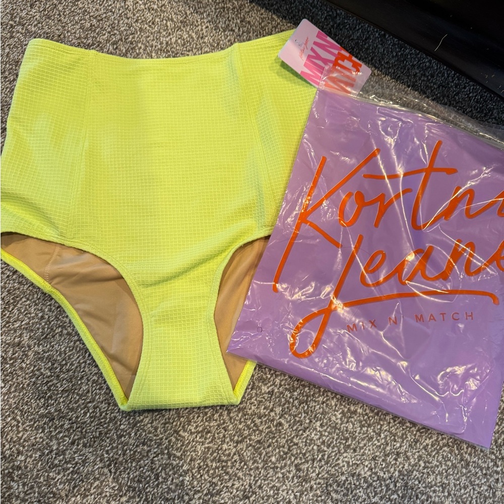 Kortni Jeane Neon green extended high wasted Bikini Bottom